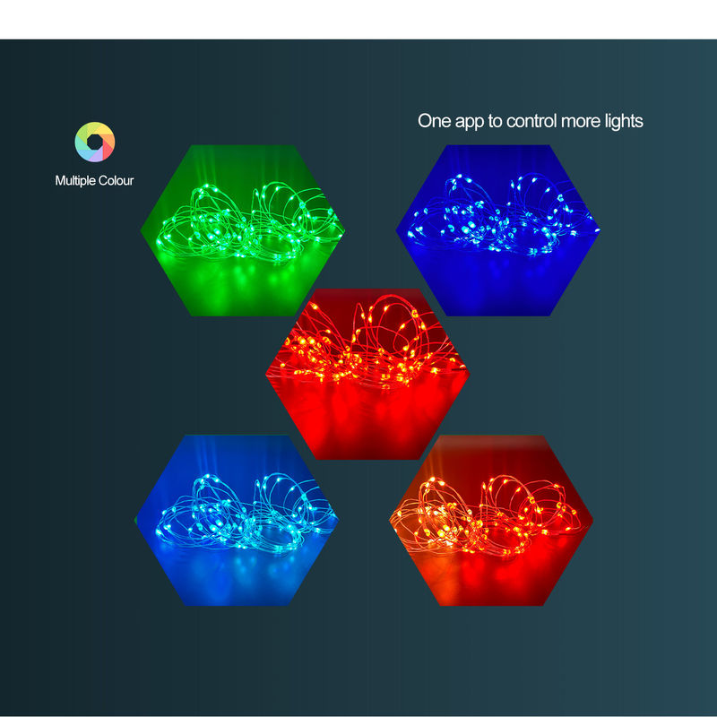 Waterdichte de Controle LEIDENE van WIFI APP van Synchronisatie Slimme Zonne Decoratieve Lichten RGB Koperdraad