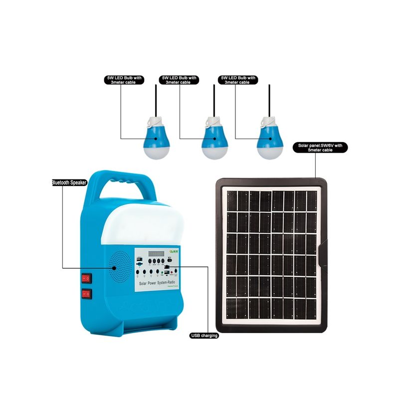 Draagbaar Mini Solar Power Kits For-Huis met van de de Systemenventilator van de Muziekspreker de Zonne-energie en Lichte 5W 6V