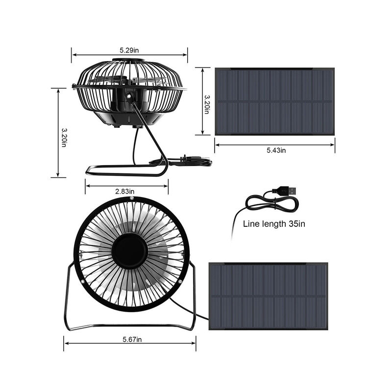 Navulbaar van de de Energie Zonne Elektrisch Ventilator van het Machtszonnepaneel de Lantaarnshuis het Kamperen Zonneventilator Geleid Licht
