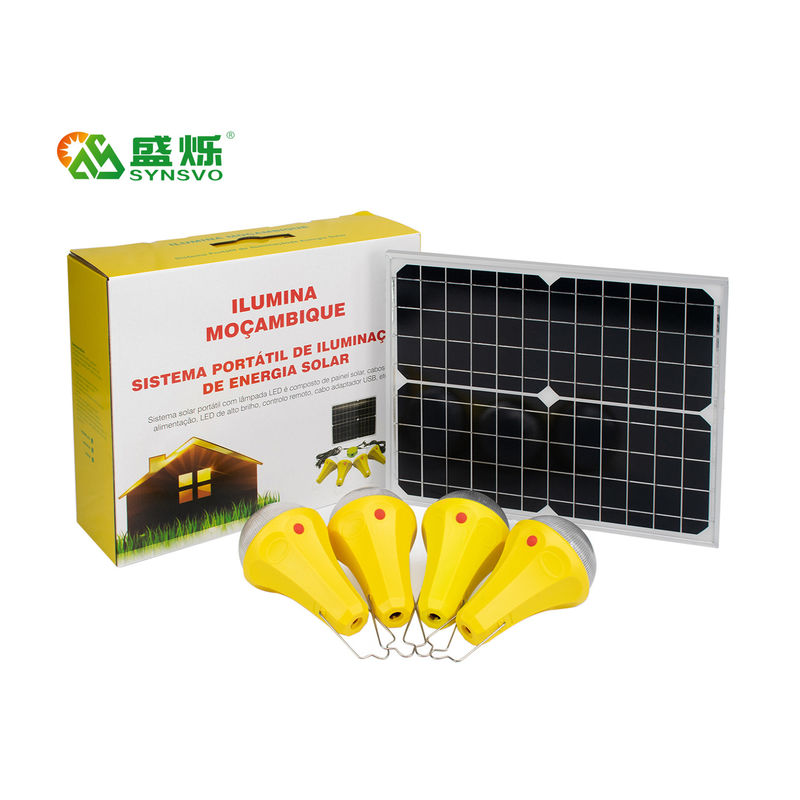 Lithiumbatterij zonne-lichtkits met 6W*4pcs gloeilamp Werktijd 10 uur