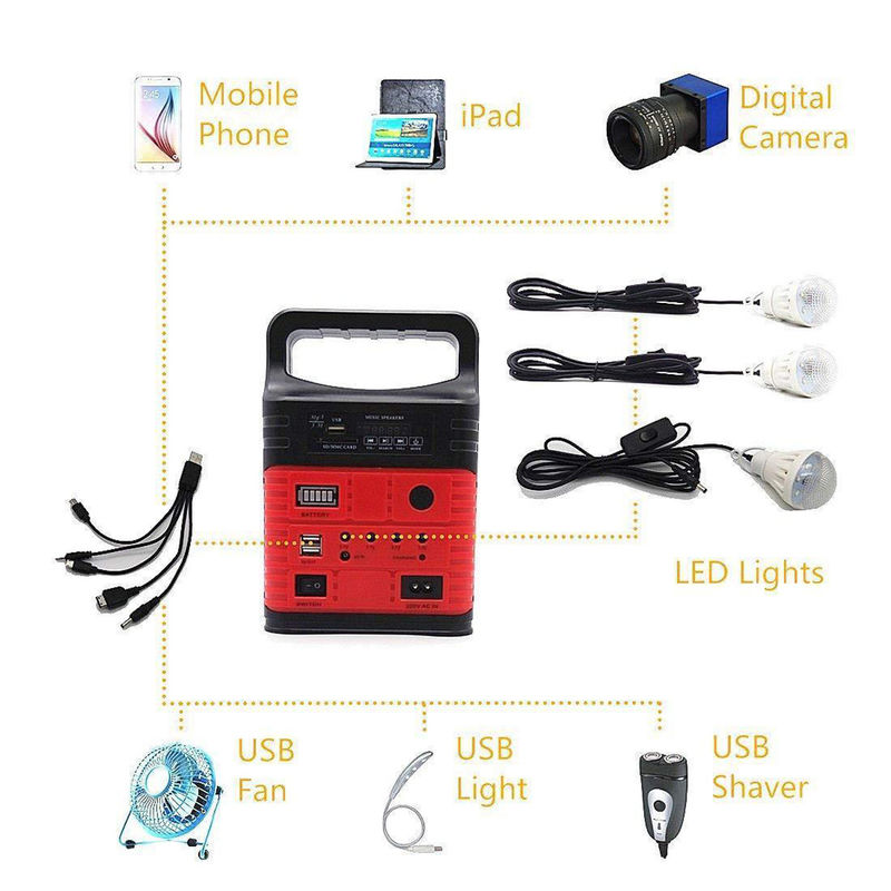 8000mAh draagbare zonne-energiegenerator Blue zonne-noodverlichting met 10w 6v zonnepaneel