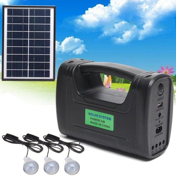 De LEIDENE van 12PCS SMD Binnen Zonneverlichting Kit With van 3W 4W 5W	4Ah lood Zure Batttery
