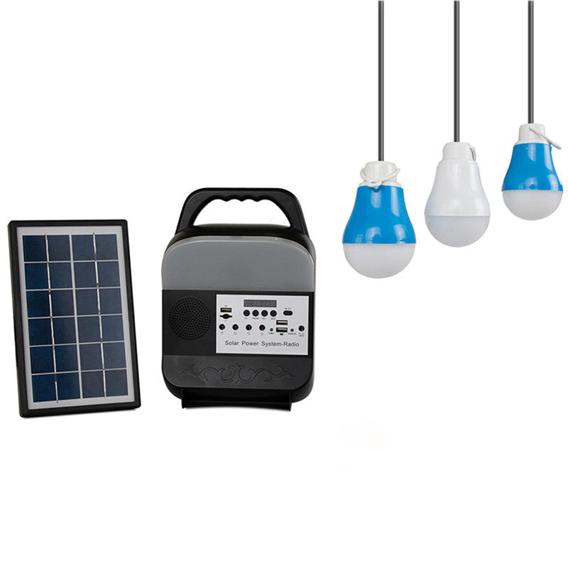 Het Systeem zonnelader van de zonnemachtsverlichting met het Radio draagbare zonnestelsel van het zonnepanelenpaneel
