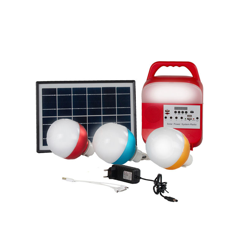 12W zonnepaneelsysteem 4 van de LEIDENE Uitrustingen van het de Verlichtingssysteem Bollen de Draagbare Zonnemacht