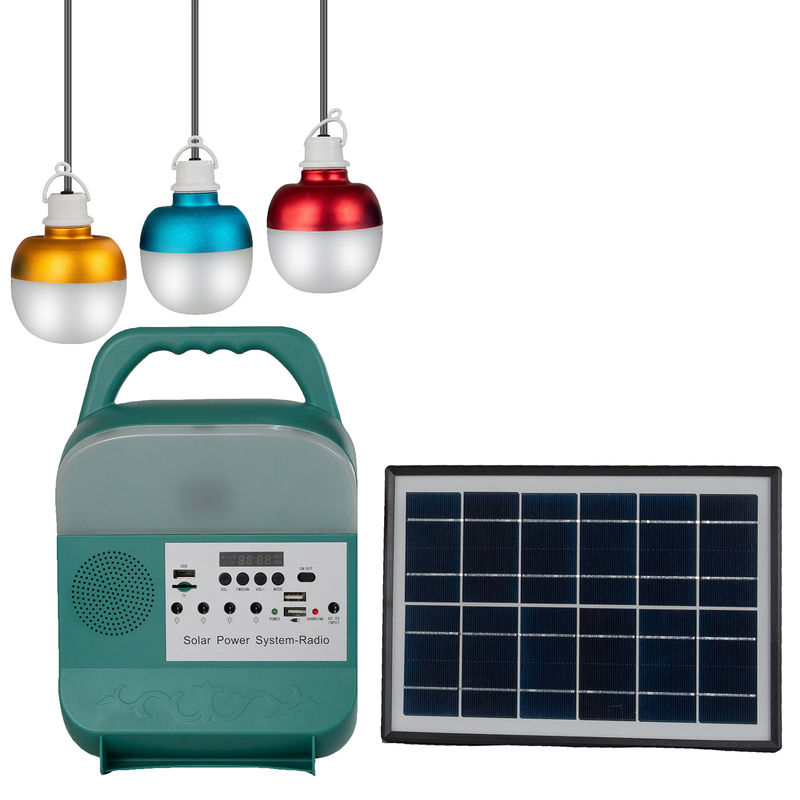 12W zonnepaneelsysteem 4 van de LEIDENE Uitrustingen van het de Verlichtingssysteem Bollen de Draagbare Zonnemacht