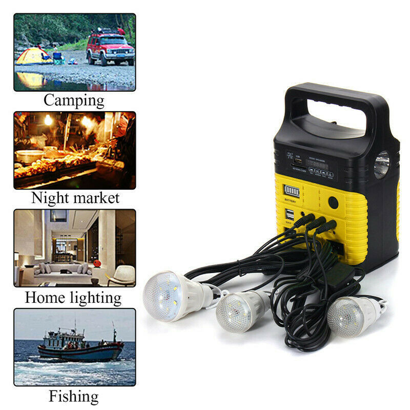 Outdoor Solar Power Panel Draagbare 3 Lampen Outdoor Tuin LED Light Solar Power Panel Verlichting Systeem Kit