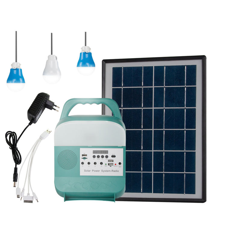 3pcs draagbaar van het de Generatorhuis van 5W Zonne de Verlichtingssysteem 3.7V met de Radio van de Sprekersfm