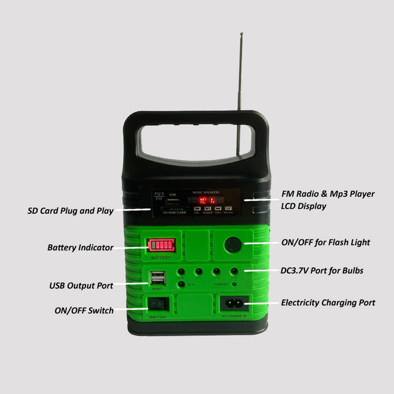 7500mah de draagbare FM Radiomp3 Mini Outdoor Camping van Kit With Built In van het Zonnemachtssysteem