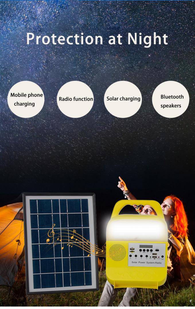 Draagbaar Openlucht Zonneverlichtingsuitrusting en Zonnestelsel met FMradio, Bluetooth-Spreker en Radio