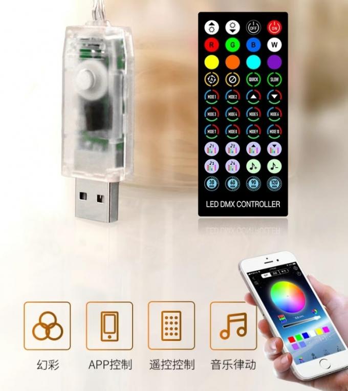 Van LEIDENE van de Controlehalloween van Bluetooth Verre APP Koordlichten Slimme van de het Huwelijkspartij het festivalkerstmis