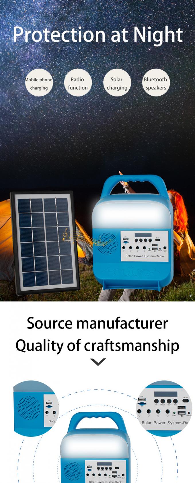 De kleine van de het Systeemverlichting van de Zonnemachtsgeneratie van de het Huishouden Buitenlandse Handel Spreker van Bluetooth Draagbare met Radio