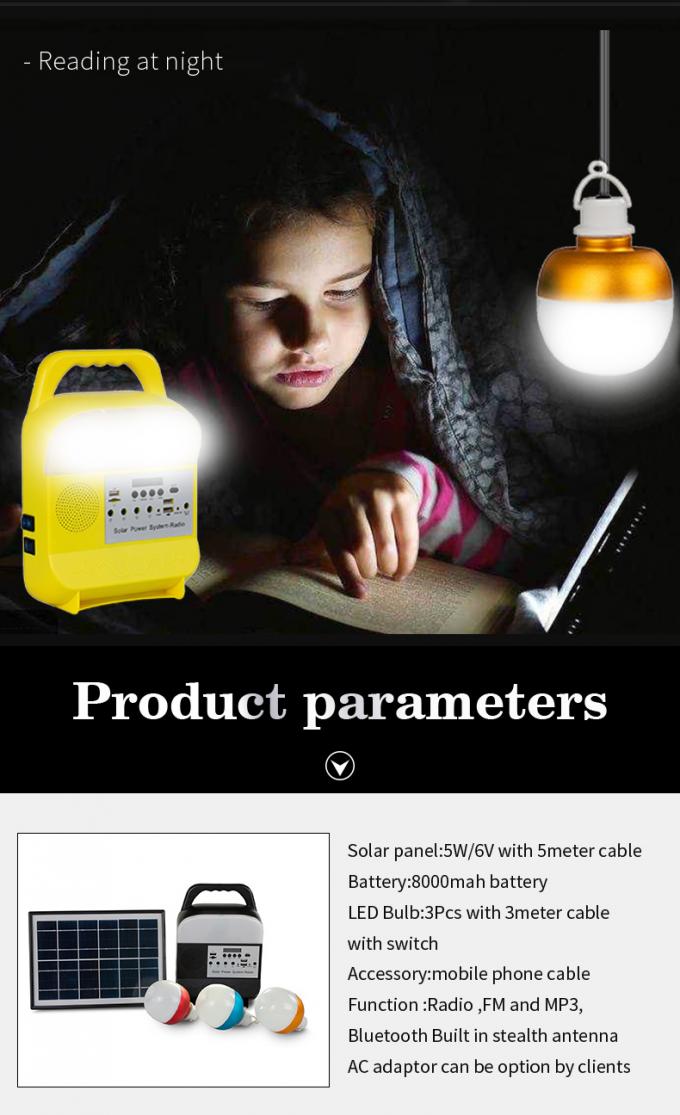 Klein Zonneverlichtingssysteem met TF Kaart/de Dubbele USB-Hefboom/Bluetooth/MP3-Radio van Speler/FM