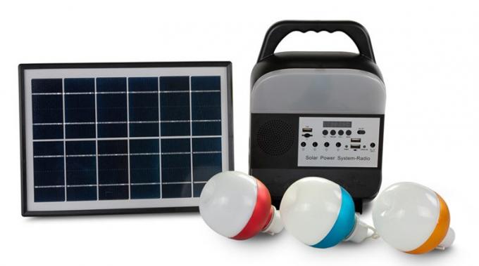 Openlucht Draagbare Draagbare Multifunctionele het Systeemkoplamp van de Zonnemachtsgeneratie met Navulbare Audiobluetooth-Radio