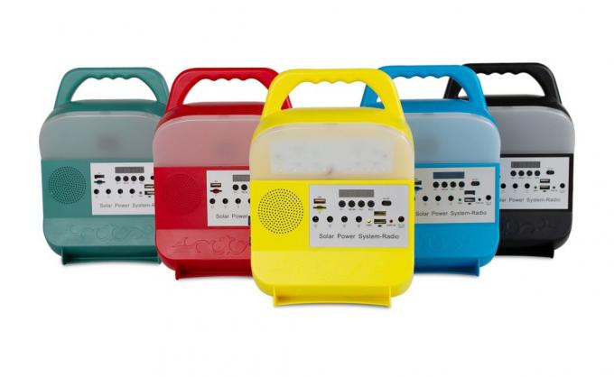 Openlucht Draagbare Draagbare Multifunctionele het Systeemkoplamp van de Zonnemachtsgeneratie met Navulbare Audiobluetooth-Radio
