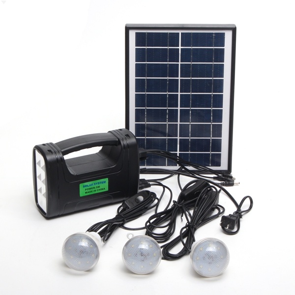 Lichte Zonne Indoor Light Do It Yourself Zonne de Uitrustings3w 4W 5W Zonnelight+3pcs Zonnelamp van de zonnepaneelgenerator
