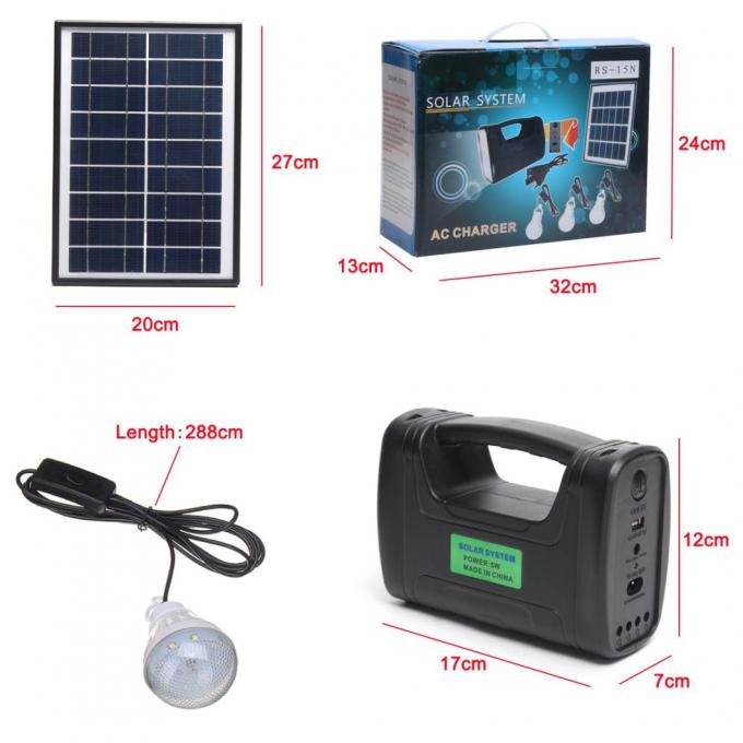Lichte Zonne Indoor Light Do It Yourself Zonne de Uitrustings3w 4W 5W Zonnelight+3pcs Zonnelamp van de zonnepaneelgenerator