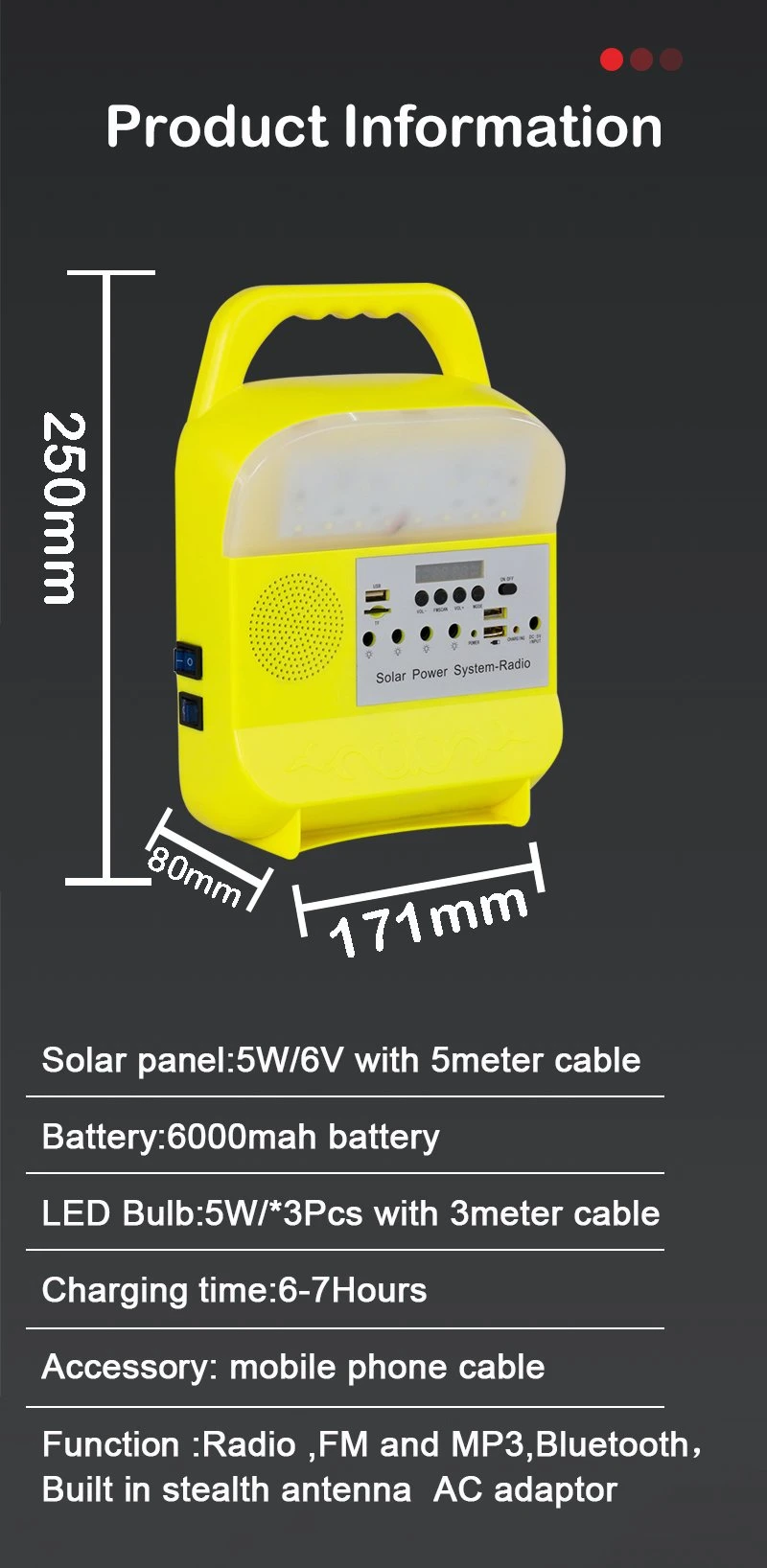 De Generatieverlichting van de noodsituatie Reservemacht Draagbaar van Zonnelicht van de Net het Kleine ZonneKrachtcentrale